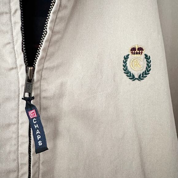 Chaps Ralph Lauren Khaki Vintage Full Zip Harrington Plaid Half Lined Jacket XL - Picture 6 of 12
